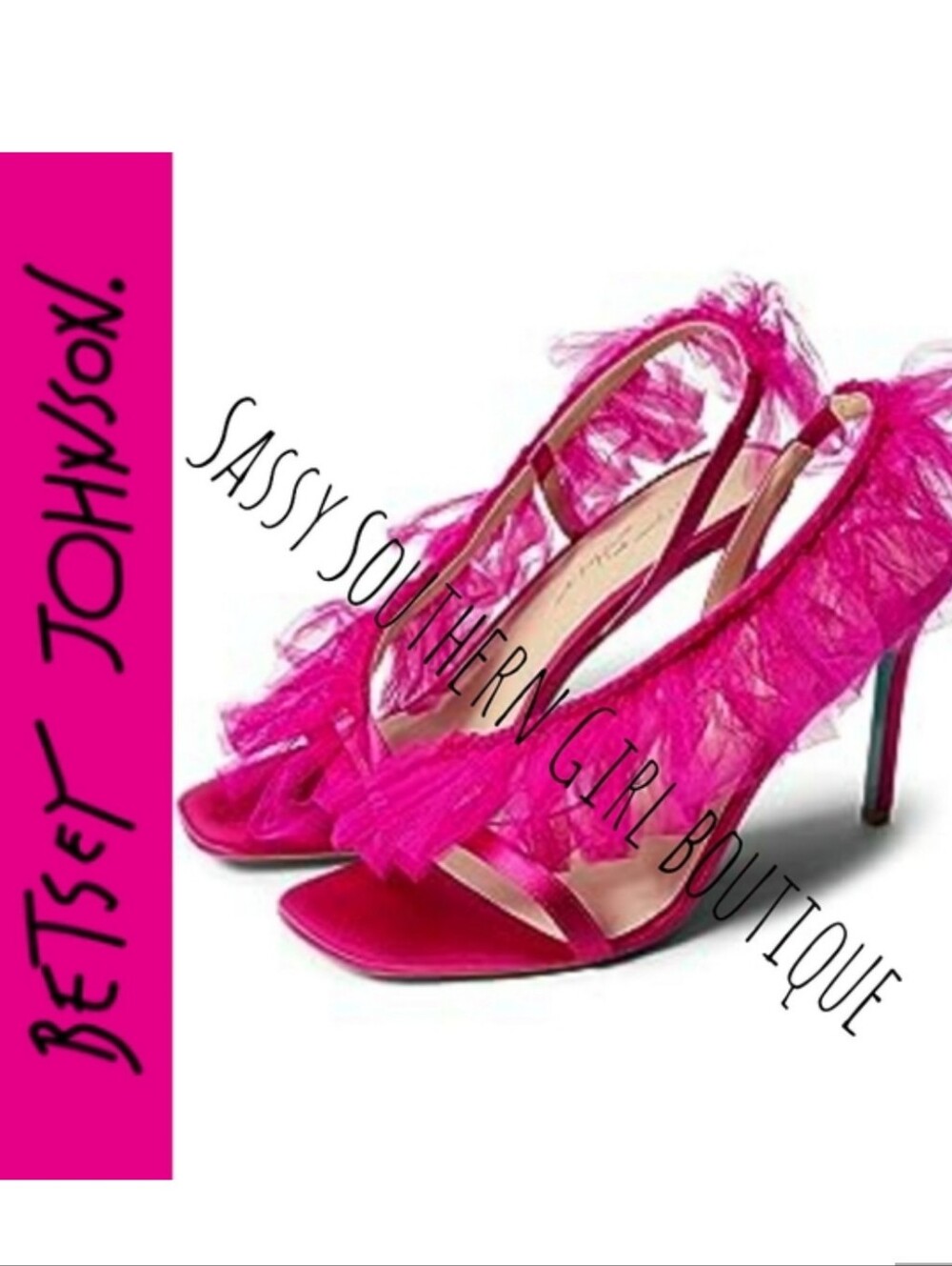🆕⭐ Betsey Johnson Barbie Hot Pink Ruffle heel sandals